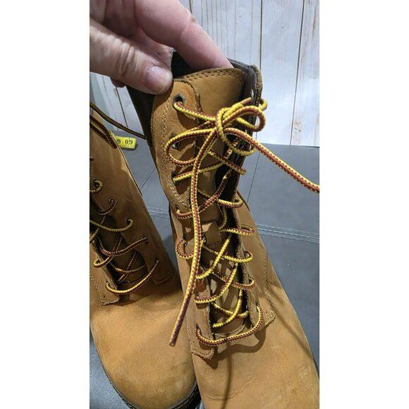 Timberland Boots Heeled Boots Wheat Leather Womens Size 9 Lace Tie 8715A Glancy - Picture 5 of 10